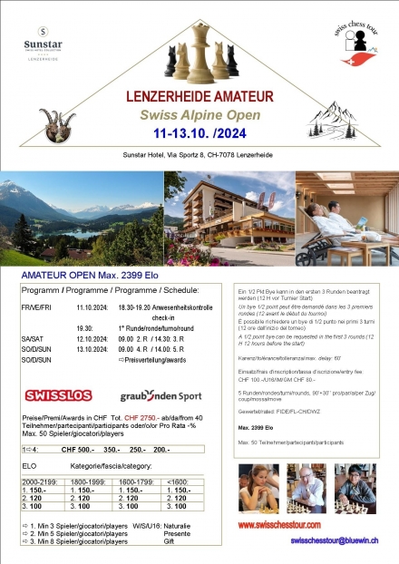 LENZERHEIDE AMATEUR OPEN, 11-13.10 /2024 - Swiss CHess Tour