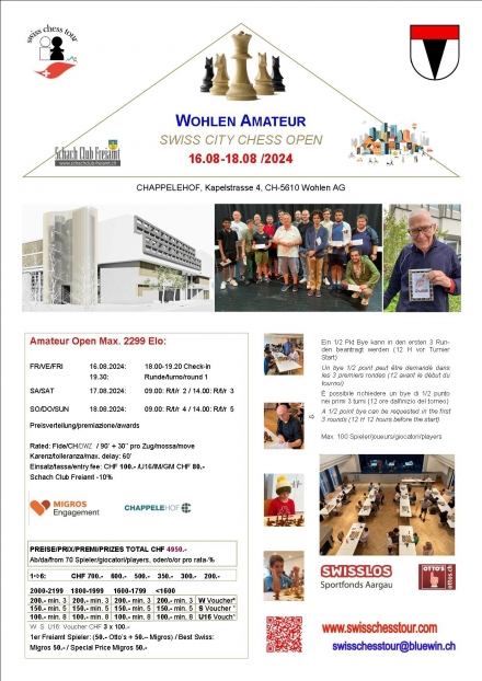 WOHLEN AMATEUR OPEN 16-18.08.2024 - Swiss CHess Tour