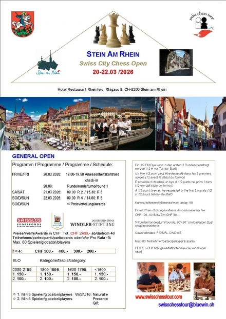 STEIN AM RHEIN OPEN 1/26, 20-22.03.2026 - Swiss CHess Tour
