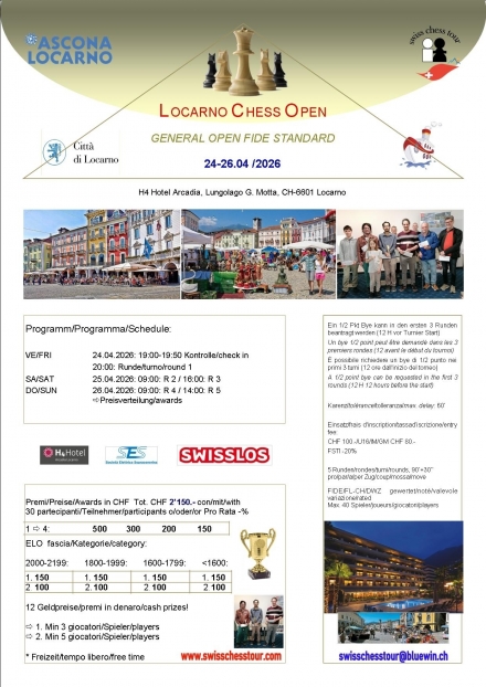 11. LOCARNO WEEKEND OPEN, 24-26.04.2026 - Swiss CHess Tour