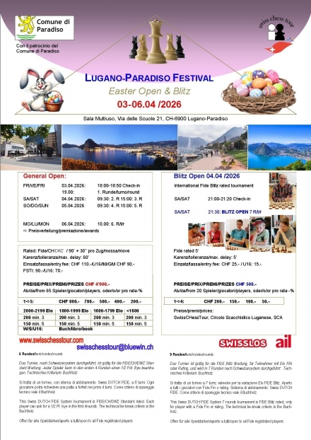PARADISO EASTER FESTIVAL, 03-06.04.2026 - Swiss CHess Tour