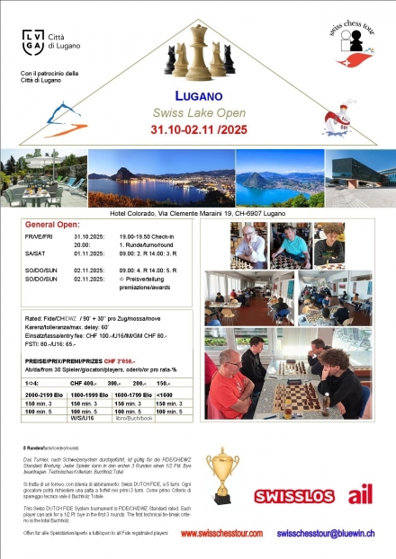 24. LUGANO OPEN, 31.10-02.11.2025 - Swiss CHess Tour