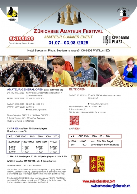 ZÜRICHSee FESTIVAL, 31.07-03.08.2025 - Swiss CHess Tour