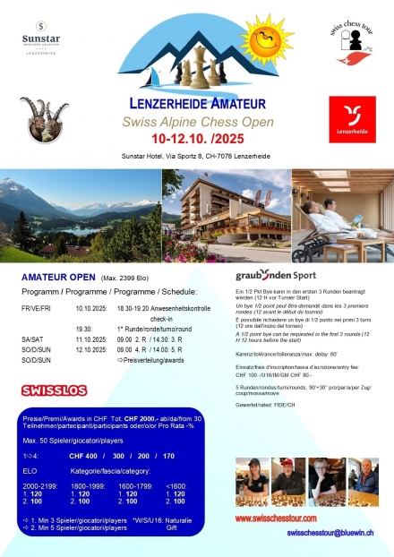 LENZERHEIDE AMATEUR OPEN, 10-12.10 /2025 - Swiss CHess Tour