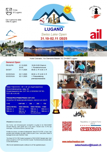 24. LUGANO OPEN, 31.10-02.11.2025 - Swiss CHess Tour