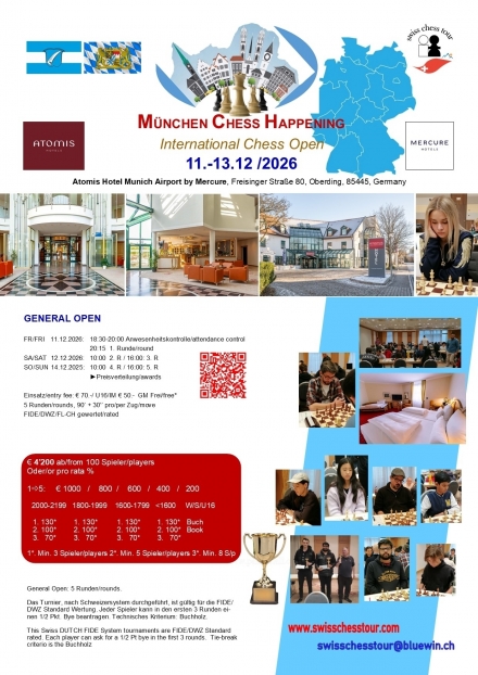 MUNICH-OBERDING, 11-13.12/2026 - Swiss CHess Tour