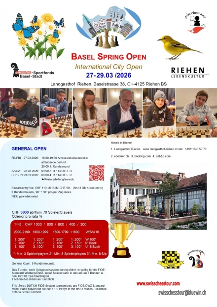 BASEL SPRING OPEN, 27-29.03 /2026 - Swiss CHess Tour