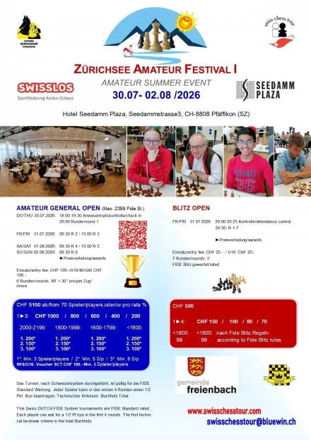 ZÜRICHSee FESTIVAL, 30.07-02.08.2026 - Swiss CHess Tour
