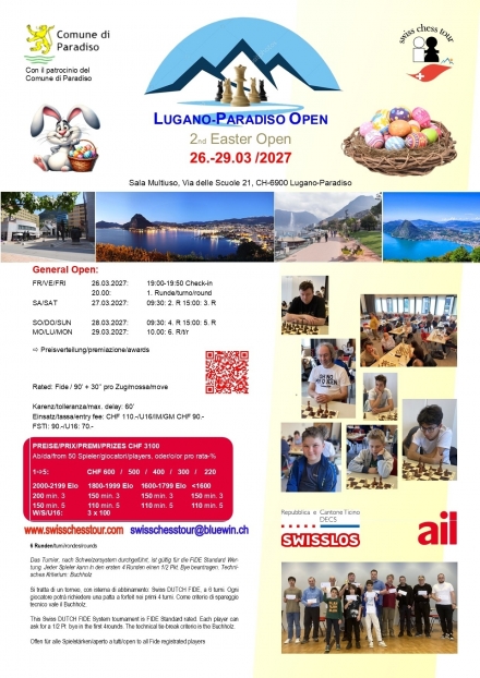 PARADISO EASTER OPEN, 26-29.03.2027 - Swiss CHess Tour