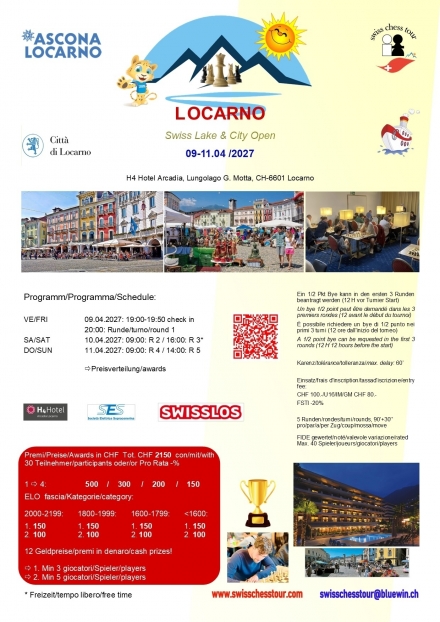 12. LOCARNO WEEKEND OPEN, 09-11.04.2027 - Swiss CHess Tour