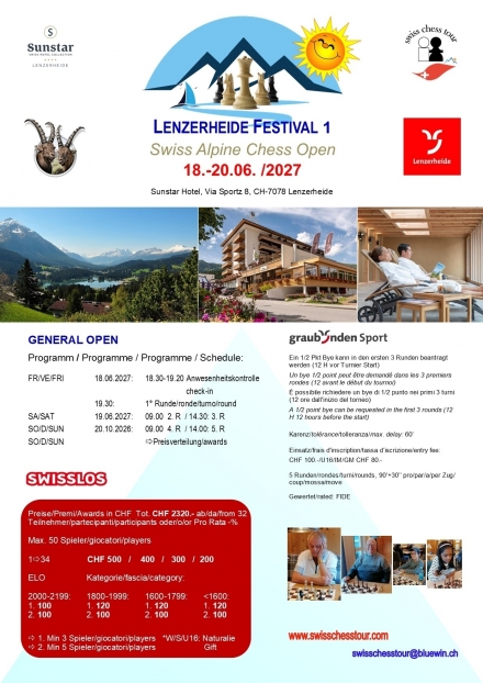 LENZERHEIDE FESTIVAL 1, 18-20.06.2027 - Swiss CHess Tour